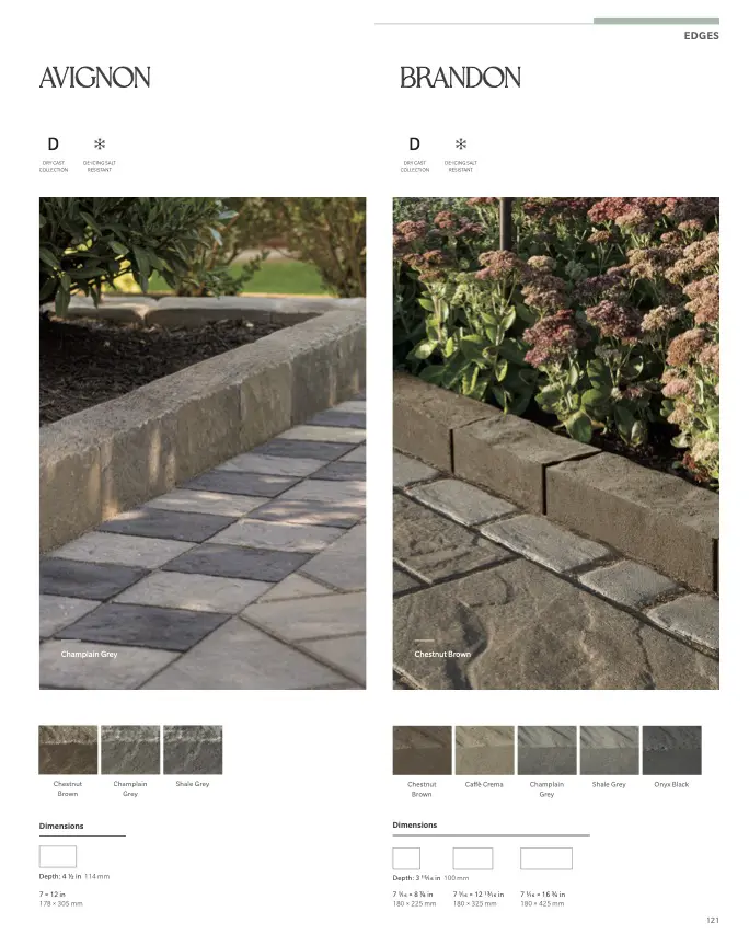 Stone paver edging product catalog pages