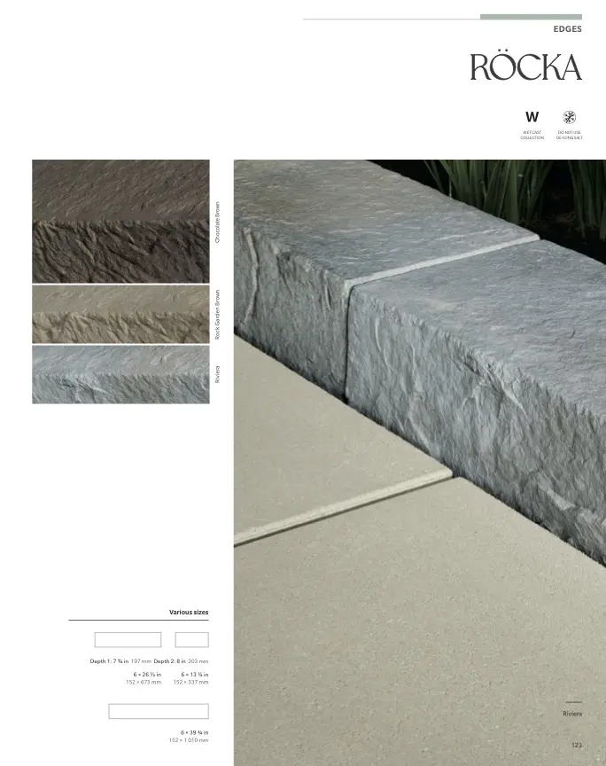 Textured gray stone garden edging slab