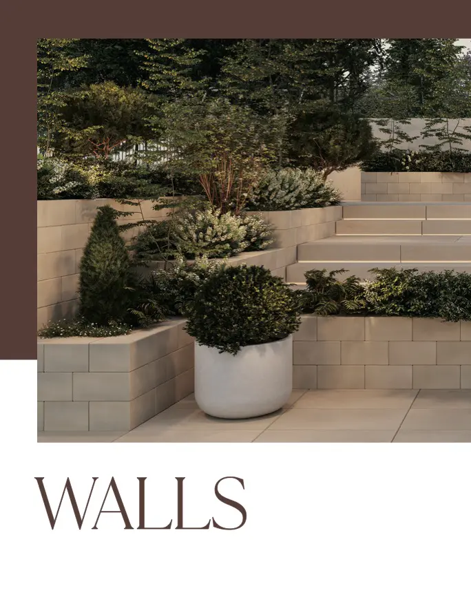 Terraced stone garden walls with planters
