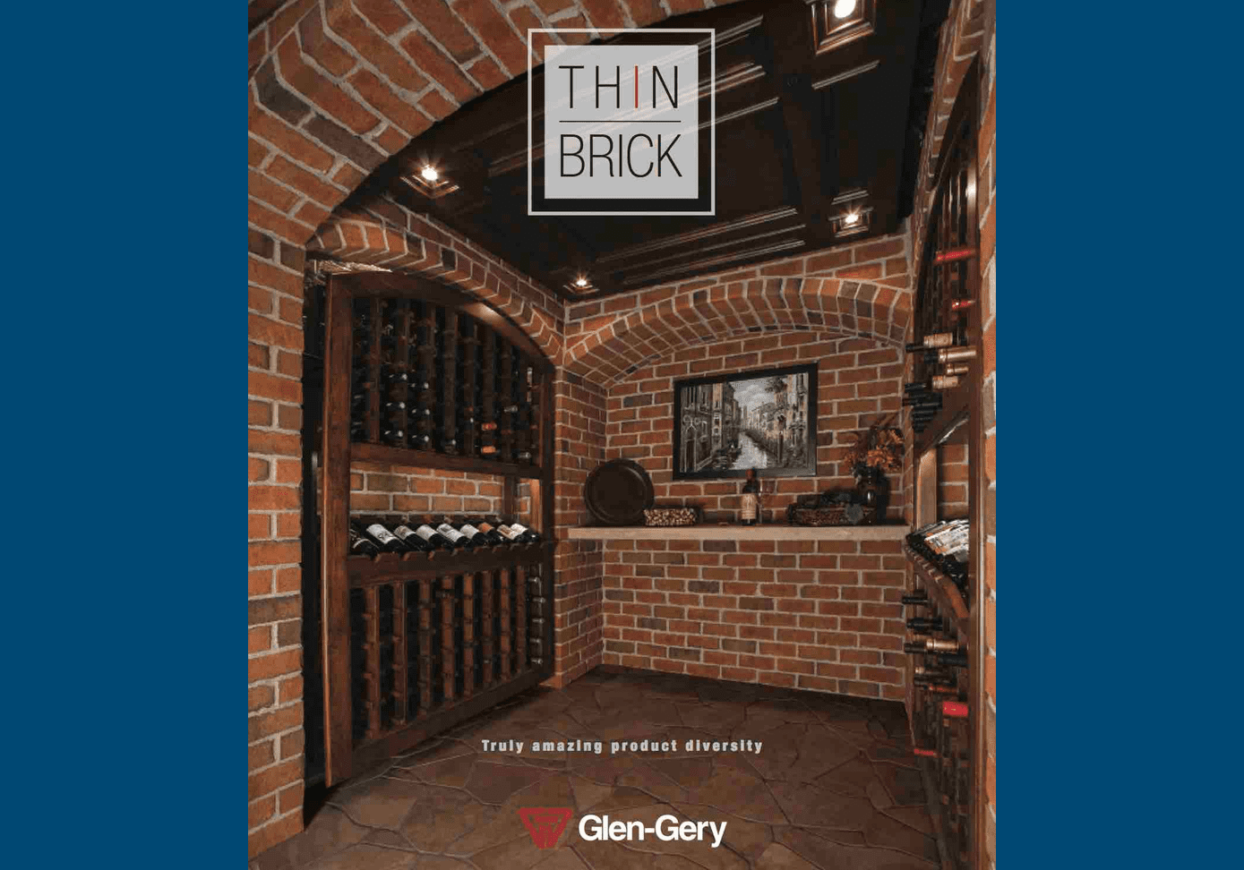 Cozy wine cellar featuring brick walls